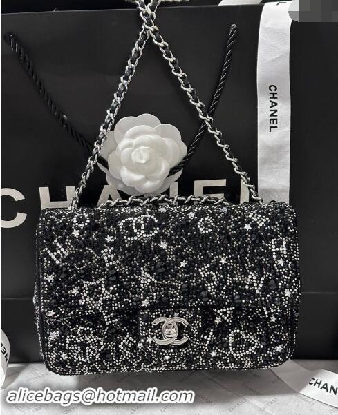 New Design Chanel Strass Mini Classic Flap bag A69900 Black/Silver 2024