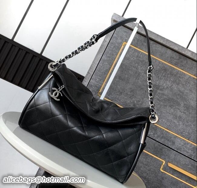 Top Grade Chanel Lambskin Medium Hobo bag CH110703 Black 2024