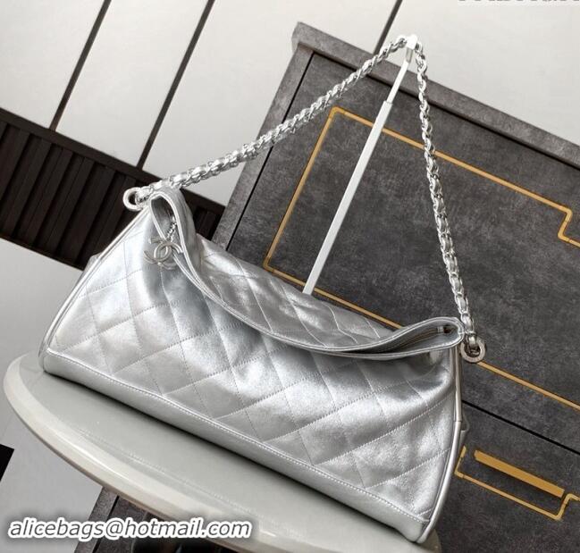 Discount Chanel Lambskin Large Hobo bag CH110703 Silver 2024