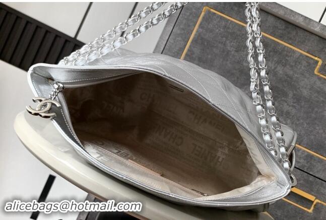 Discount Chanel Lambskin Large Hobo bag CH110703 Silver 2024