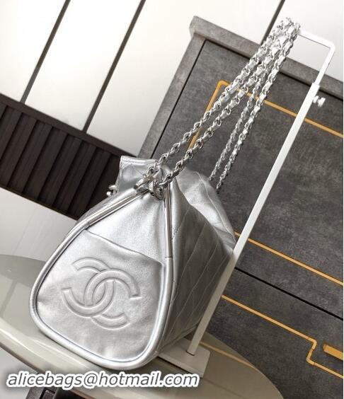 Discount Chanel Lambskin Large Hobo bag CH110703 Silver 2024