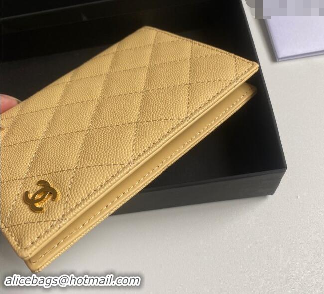 Top Grade Chanel Grained Calfskin Passport Cover A80385 Yellow 2024