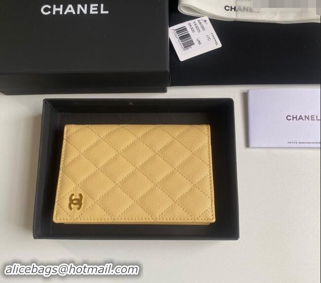 Top Grade Chanel Grained Calfskin Passport Cover A80385 Yellow 2024