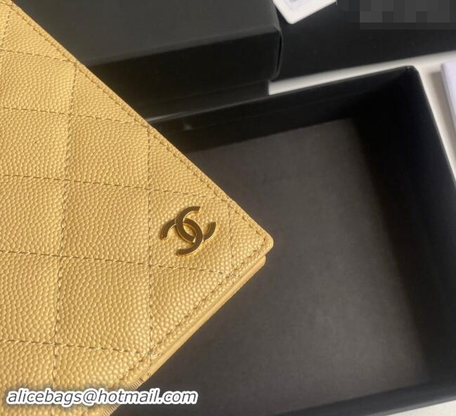 Top Grade Chanel Grained Calfskin Passport Cover A80385 Yellow 2024