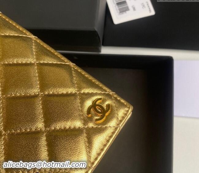 Good Taste Chanel Metallic Calfskin Passport Cover A80385 Gold 2024