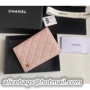 Top Design Chanel Grained Calfskin Passport Cover A80385 Light Pink 2024