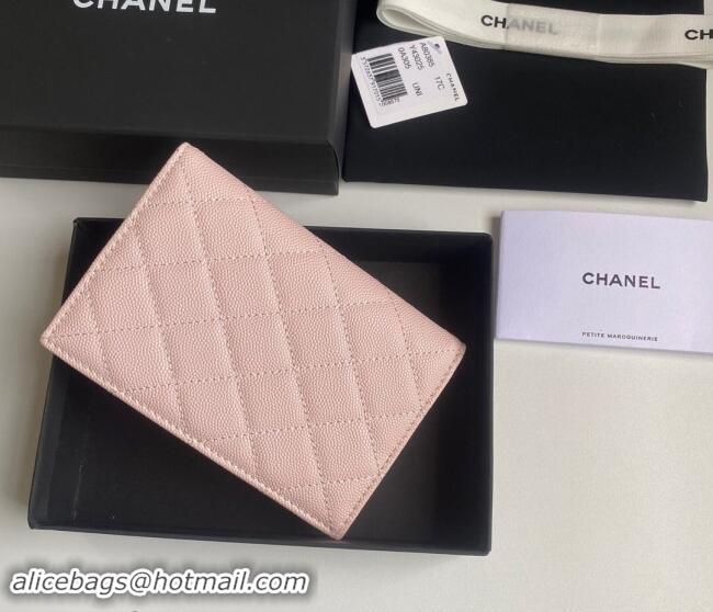 Top Design Chanel Grained Calfskin Passport Cover A80385 Light Pink 2024