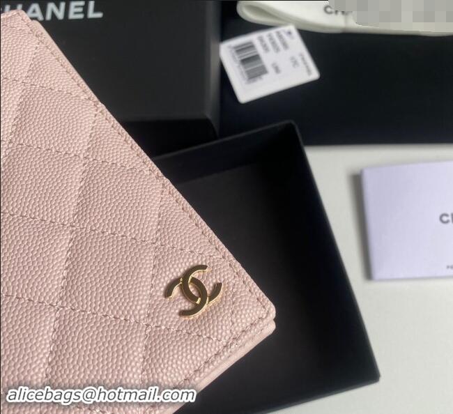 Top Design Chanel Grained Calfskin Passport Cover A80385 Light Pink 2024