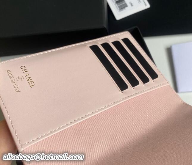 Top Design Chanel Grained Calfskin Passport Cover A80385 Light Pink 2024