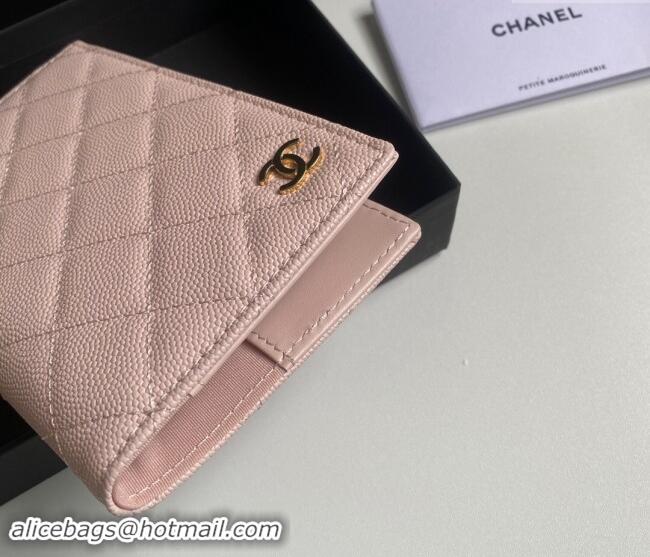 Top Design Chanel Grained Calfskin Passport Cover A80385 Light Pink 2024