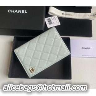 Market Sells Chanel Grained Calfskin Passport Cover A80385 Pale Green 2024