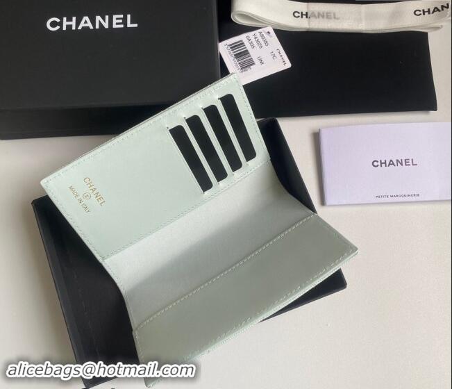 Market Sells Chanel Grained Calfskin Passport Cover A80385 Pale Green 2024