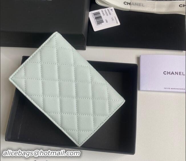 Market Sells Chanel Grained Calfskin Passport Cover A80385 Pale Green 2024