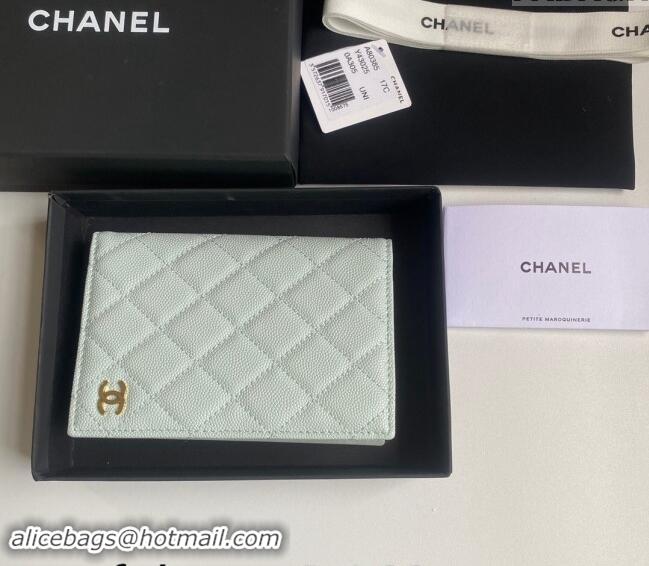 Market Sells Chanel Grained Calfskin Passport Cover A80385 Pale Green 2024