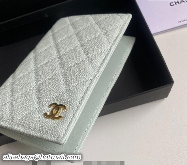 Market Sells Chanel Grained Calfskin Passport Cover A80385 Pale Green 2024