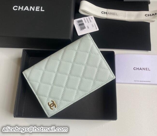 Market Sells Chanel Grained Calfskin Passport Cover A80385 Pale Green 2024