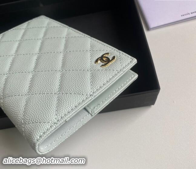 Market Sells Chanel Grained Calfskin Passport Cover A80385 Pale Green 2024