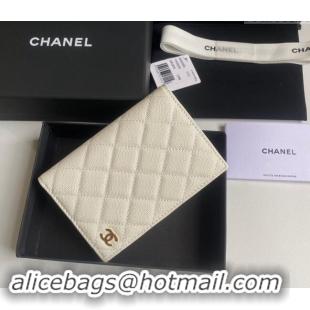 Grade Quality Chanel Grained Calfskin Passport Cover A80385 White 2024