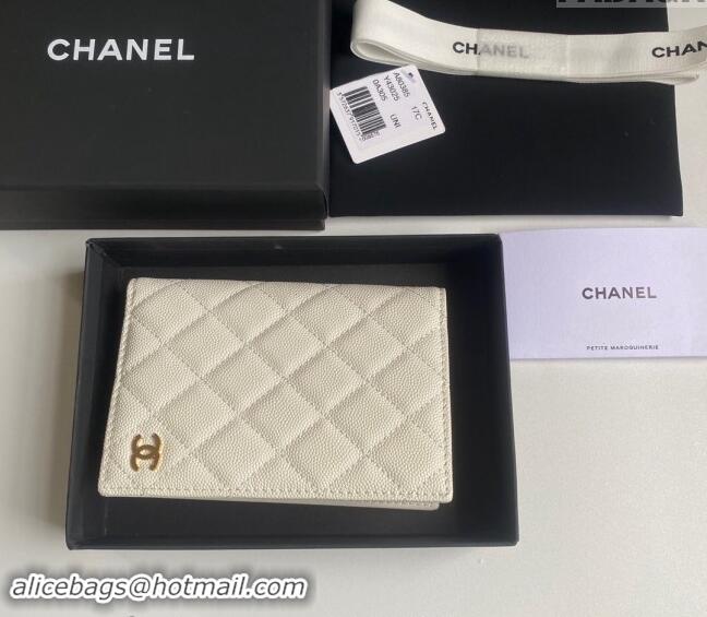 Grade Quality Chanel Grained Calfskin Passport Cover A80385 White 2024