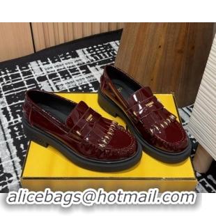 Sophisticated Fendi Filo Platform Loafers 4cm in Shiny Leather with Tassel Dark Brown 930114