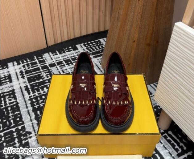 Sophisticated Fendi Filo Platform Loafers 4cm in Shiny Leather with Tassel Dark Brown 930114