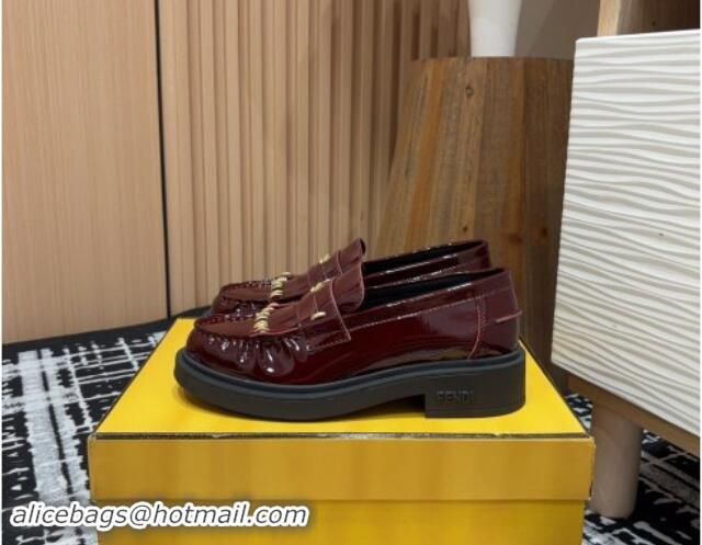 Sophisticated Fendi Filo Platform Loafers 4cm in Shiny Leather with Tassel Dark Brown 930114