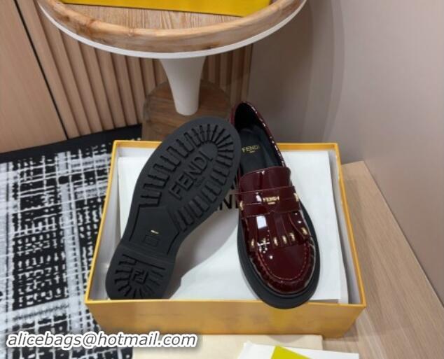 Sophisticated Fendi Filo Platform Loafers 4cm in Shiny Leather with Tassel Dark Brown 930114