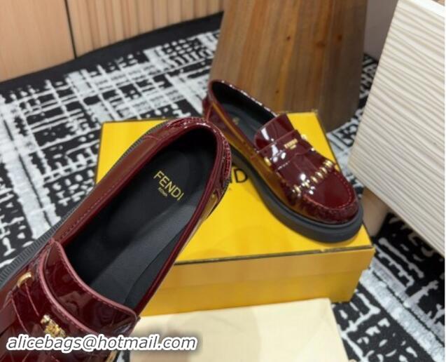 Sophisticated Fendi Filo Platform Loafers 4cm in Shiny Leather with Tassel Dark Brown 930114