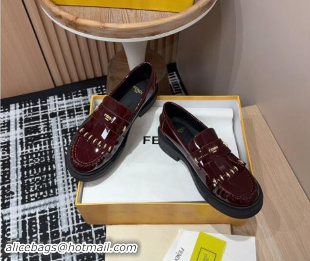 Sophisticated Fendi Filo Platform Loafers 4cm in Shiny Leather with Tassel Dark Brown 930114