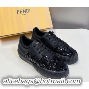 Best Product Fendi Low top Sneakers in Calfskin and Sequins Black 1112081