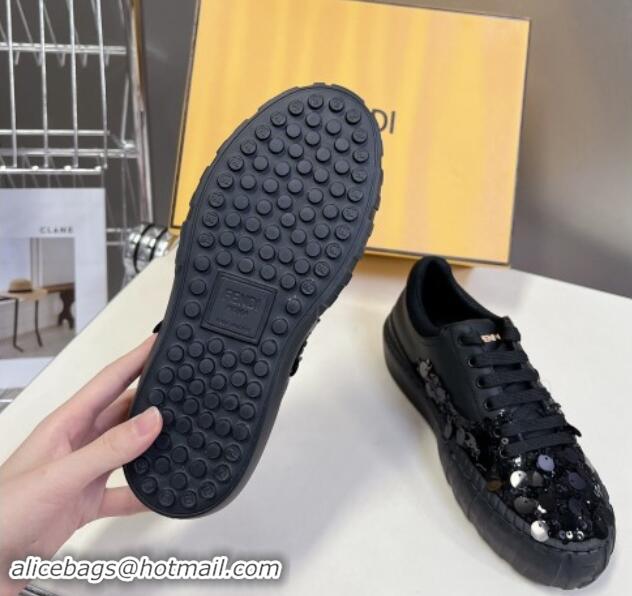 Best Product Fendi Low top Sneakers in Calfskin and Sequins Black 1112081