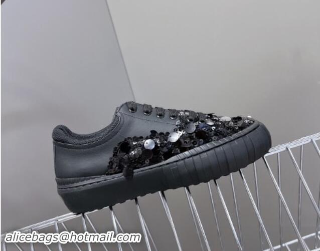 Best Product Fendi Low top Sneakers in Calfskin and Sequins Black 1112081