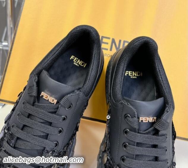 Best Product Fendi Low top Sneakers in Calfskin and Sequins Black 1112081