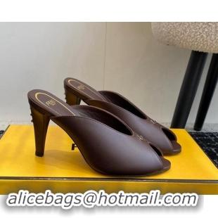 Stylish Fendi Feel Feel Heel Slides Sandal 9.5cm Brown 112090