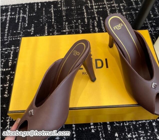 Stylish Fendi Feel Feel Heel Slides Sandal 9.5cm Brown 112090