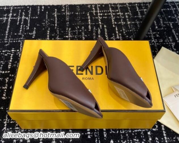 Stylish Fendi Feel Feel Heel Slides Sandal 9.5cm Brown 112090