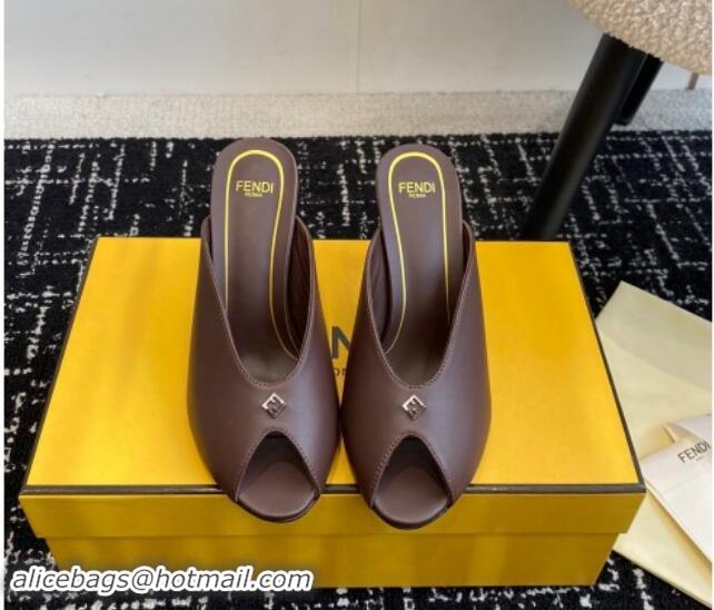 Stylish Fendi Feel Feel Heel Slides Sandal 9.5cm Brown 112090