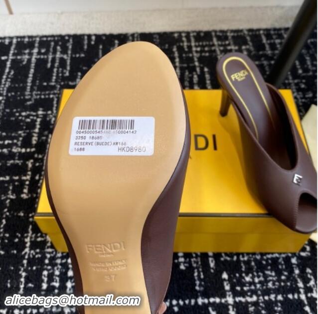 Stylish Fendi Feel Feel Heel Slides Sandal 9.5cm Brown 112090