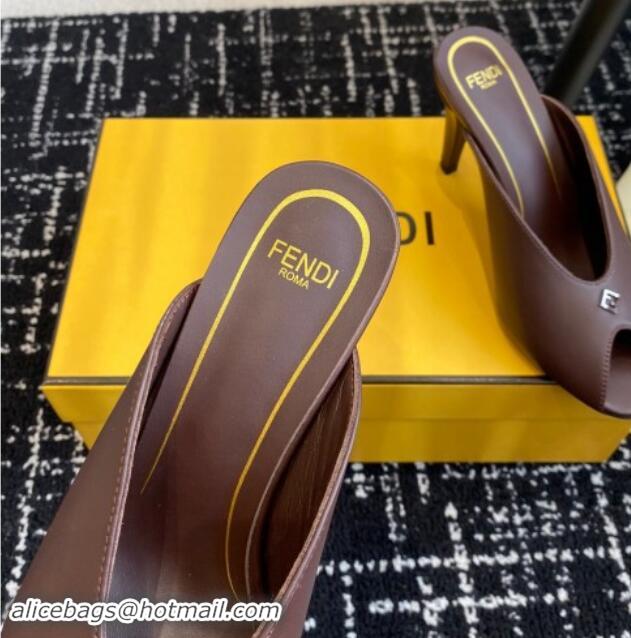 Stylish Fendi Feel Feel Heel Slides Sandal 9.5cm Brown 112090