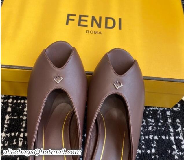 Stylish Fendi Feel Feel Heel Slides Sandal 9.5cm Brown 112090