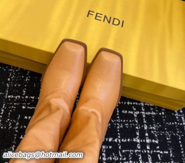 Sumptuous Fendi Show High Boots 6cm in Calfskin Leather Apricot 1112093