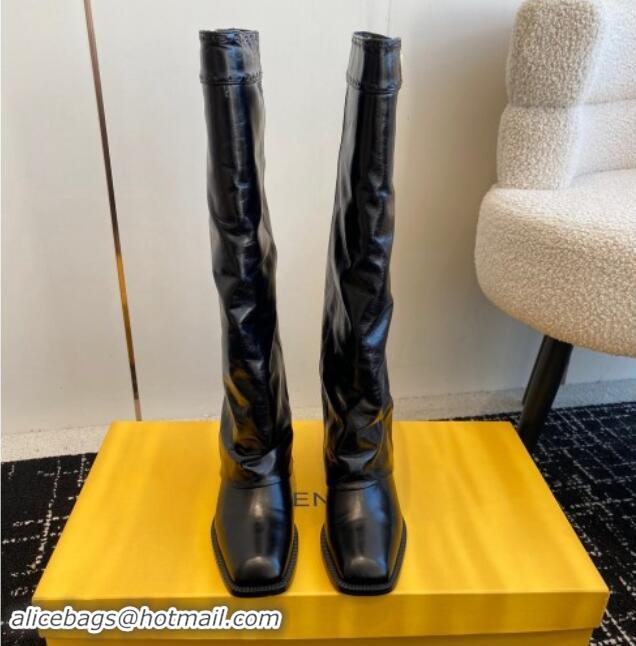 Pretty Style Fendi Show High Boots 6cm in Calfskin Leather Black 1112096