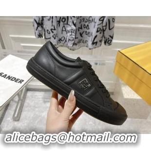 Shop Duplicate Fendi FF Patch Calfskin Sneakers Black 1112110 