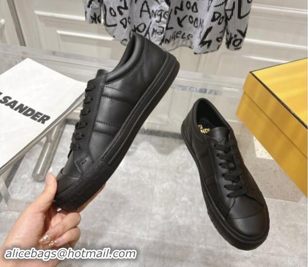 Shop Duplicate Fendi FF Patch Calfskin Sneakers Black 1112110 