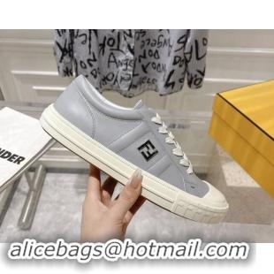 Luxury Discount Fendi FF Patch Calfskin Sneakers Grey 112111