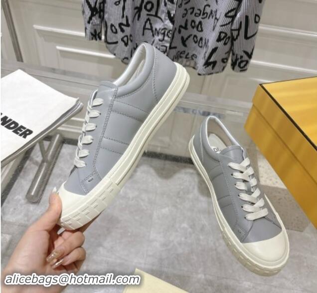 Luxury Discount Fendi FF Patch Calfskin Sneakers Grey 112111