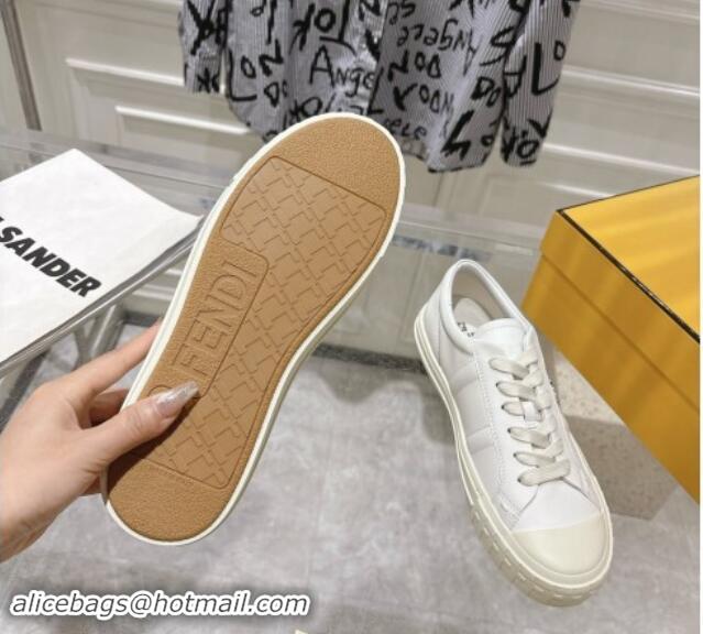 Cheap Price Fendi FF Patch Calfskin Sneakers White 112112