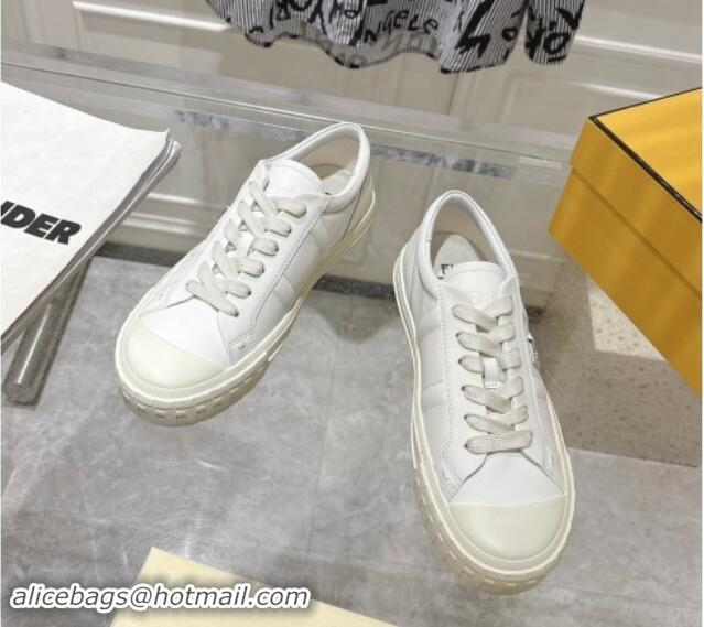 Cheap Price Fendi FF Patch Calfskin Sneakers White 112112