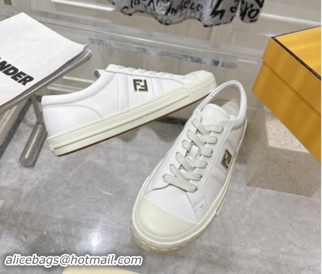 Cheap Price Fendi FF Patch Calfskin Sneakers White 112112