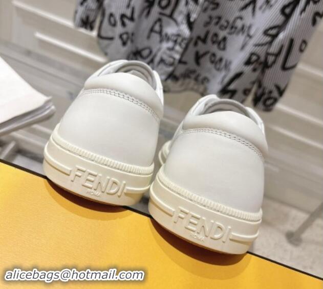 Cheap Price Fendi FF Patch Calfskin Sneakers White 112112